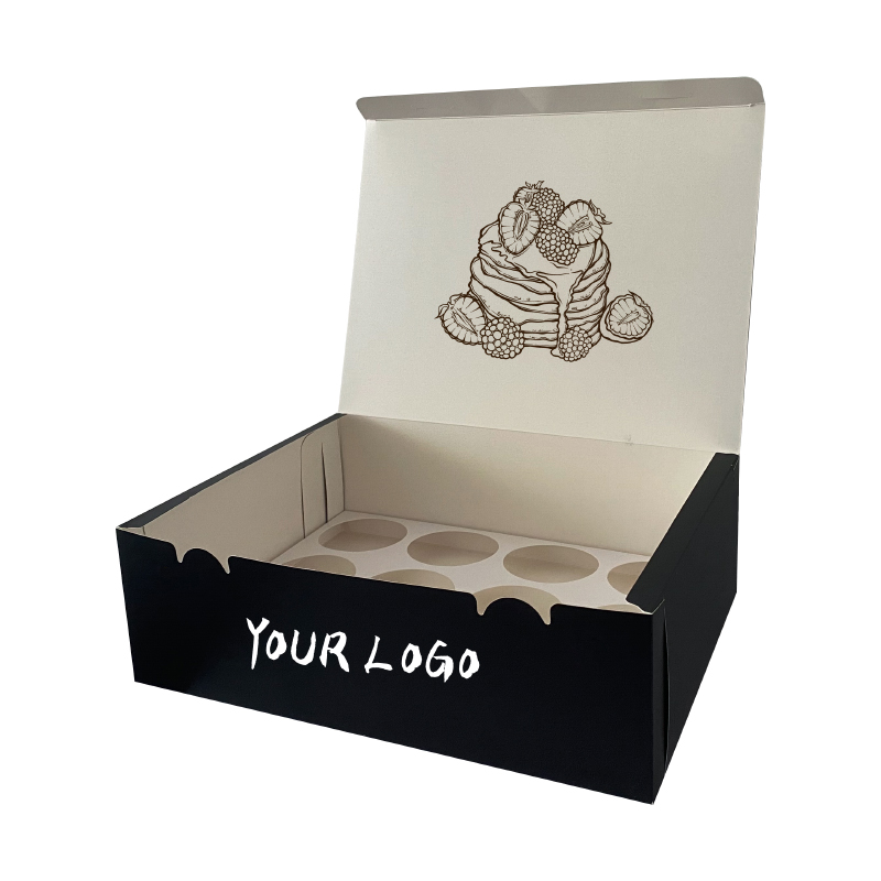 蛋糕盒黑(hēi)色可折疊(dié)面包(bāo)包裝盒